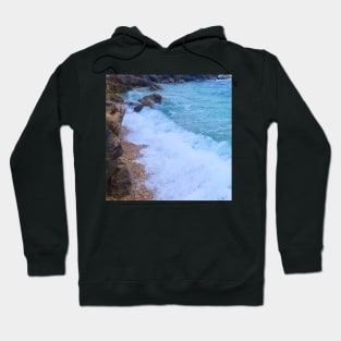 Blue Ocean Waves Against The Rocks Hoodie